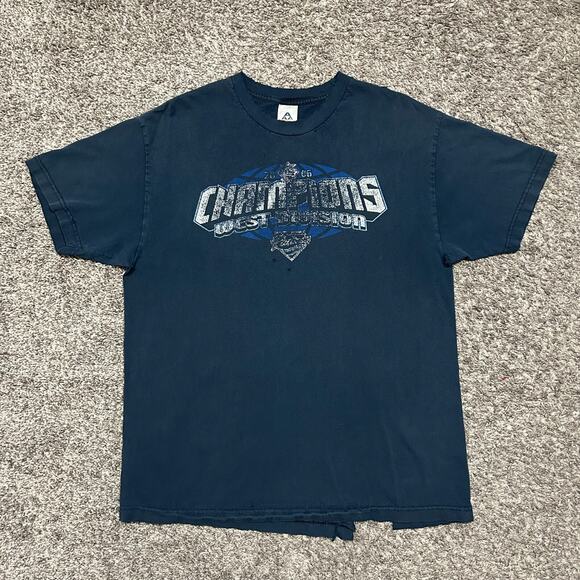 Vintage Thrashed Shirt Distressed Graphic Tee y2k Grunge Aesthetic Navy Blue - Picture 8 of 8